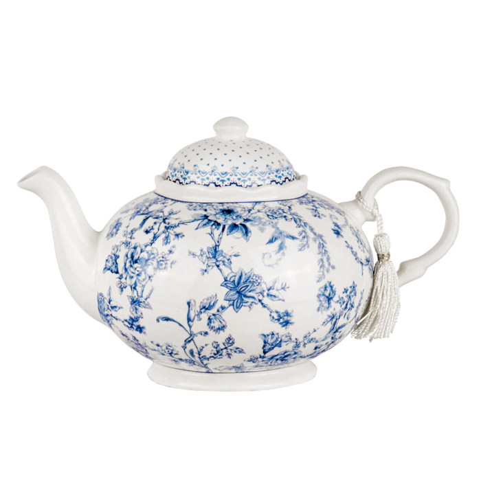 Vintage Blue Flowers Bone China Teapot in Gift Box