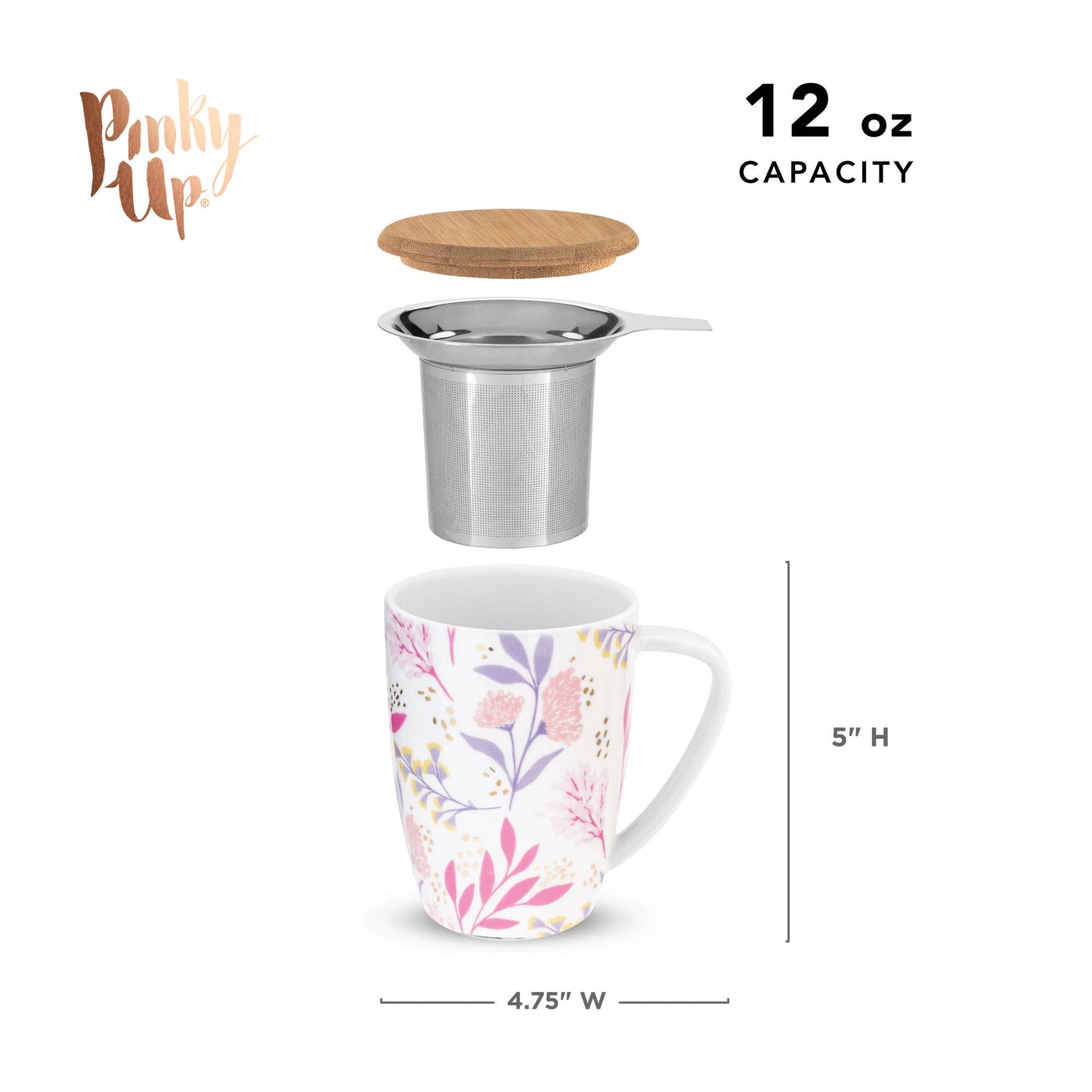 Bailey™ Ceramic Tea Mug w/ Tea Infuser - Botanical Bliss