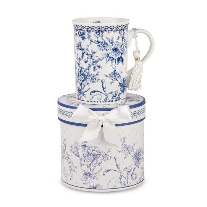 Blue Flowers Bone China Tea/Coffee Mug in Gift Box