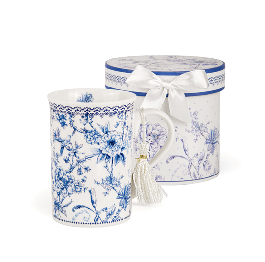 Blue Flowers Bone China Tea/Coffee Mug in Gift Box