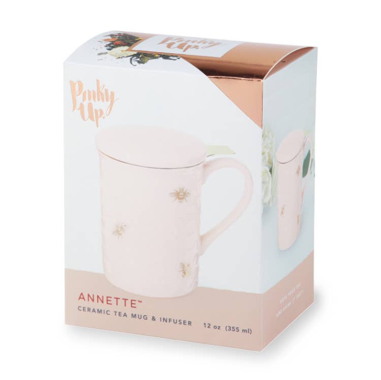 Annette™ 3D Ceramic Mug w/ Infuser - Honeycomb - "Bee Happy"