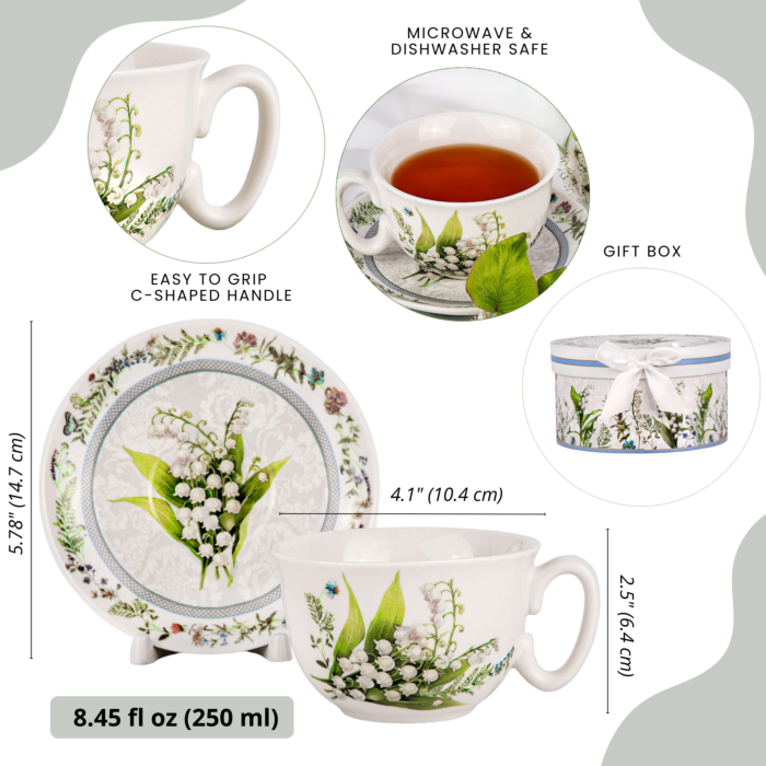 Lily Bone China Tea/Coffee Cup and Saucer in Gift Box