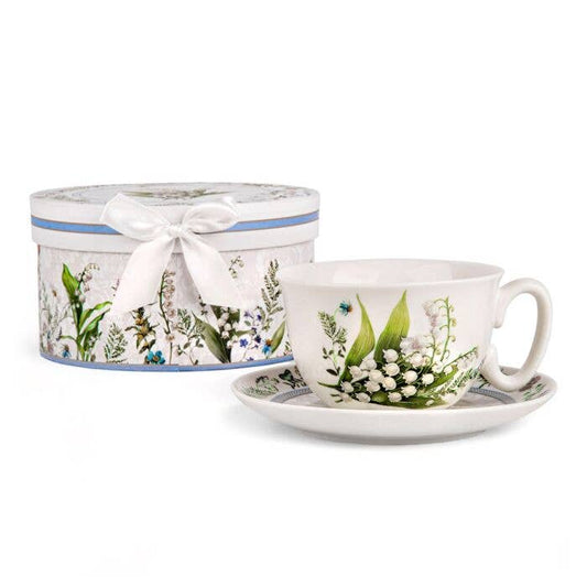 Lily Bone China Tea/Coffee Cup and Saucer in Gift Box