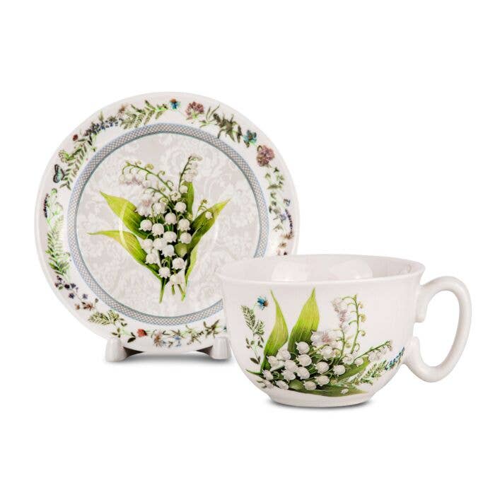 Lily Bone China Tea/Coffee Cup and Saucer in Gift Box